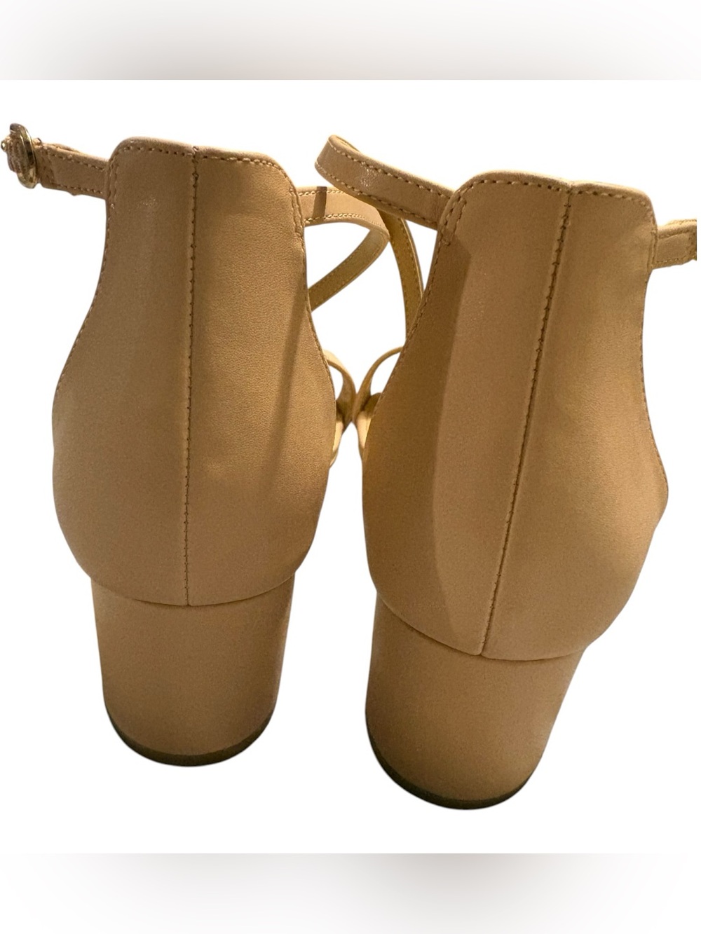 Pinky Nude Block Heel Sandals - Women's Ankle Strap - Picture 4 of 4